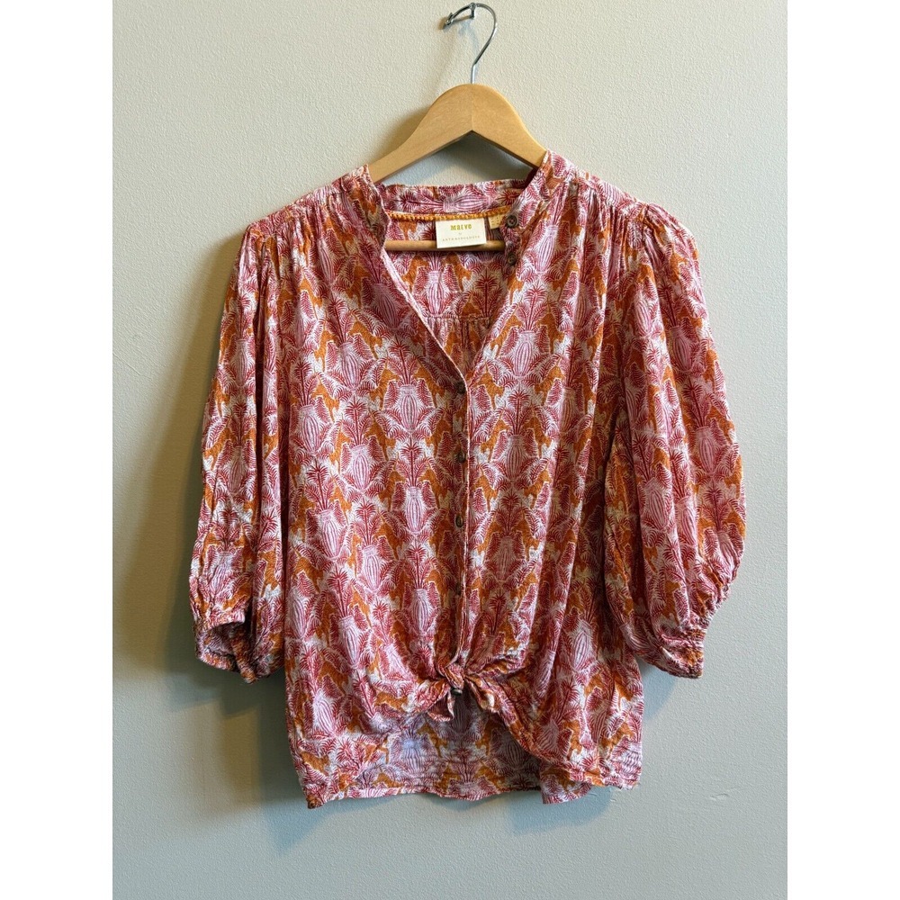 Anthropologie Maeve Kalapana Tiger Print 3/4 Balloon Sleeve Blouse Size US 4